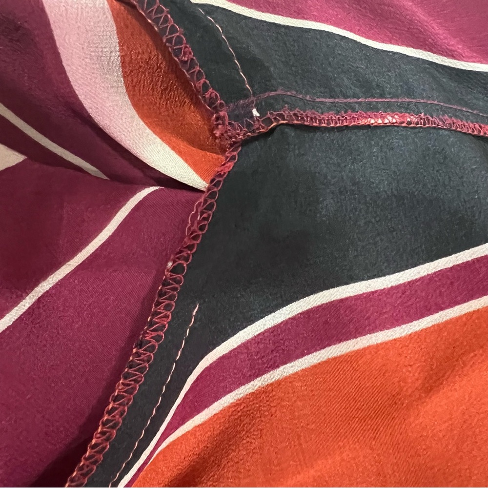 Vintage Y2K Burberry Striped Silk Button Front Collared Blouse - Picture 9 of 9